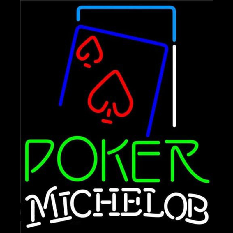 Michelob Green Poker Red Heart Beer Sign Neontábla