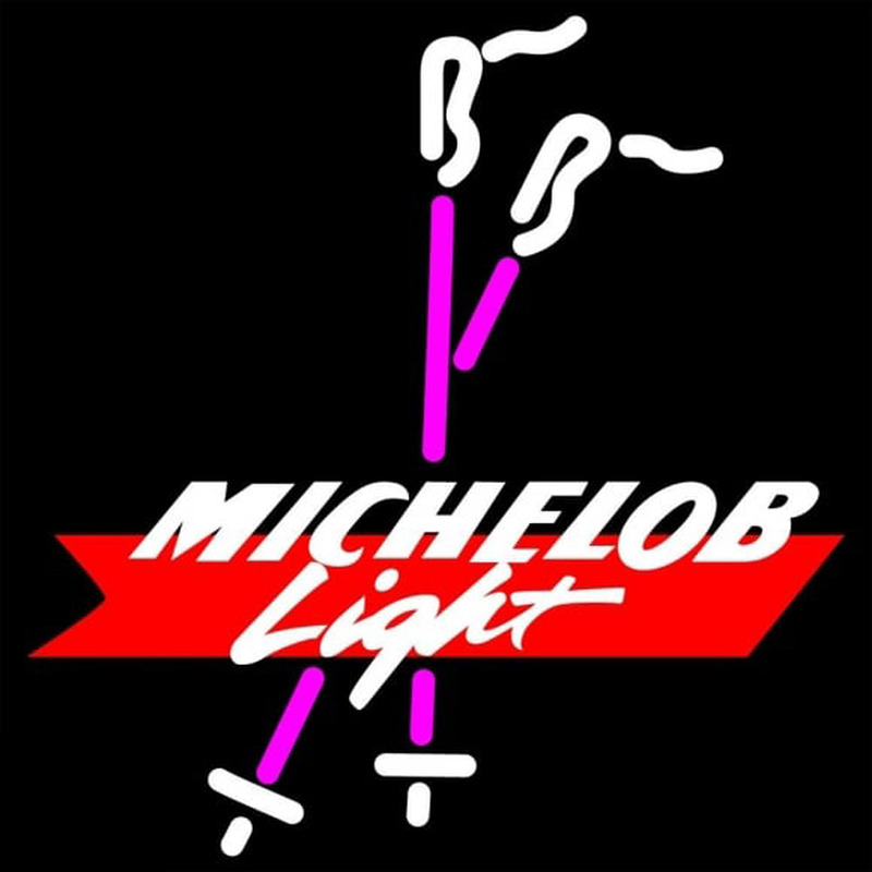 Michelob Light Ski Poles Beer Sign Neontábla