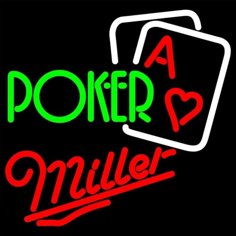 Miller Green Poker Beer Sign Neontábla