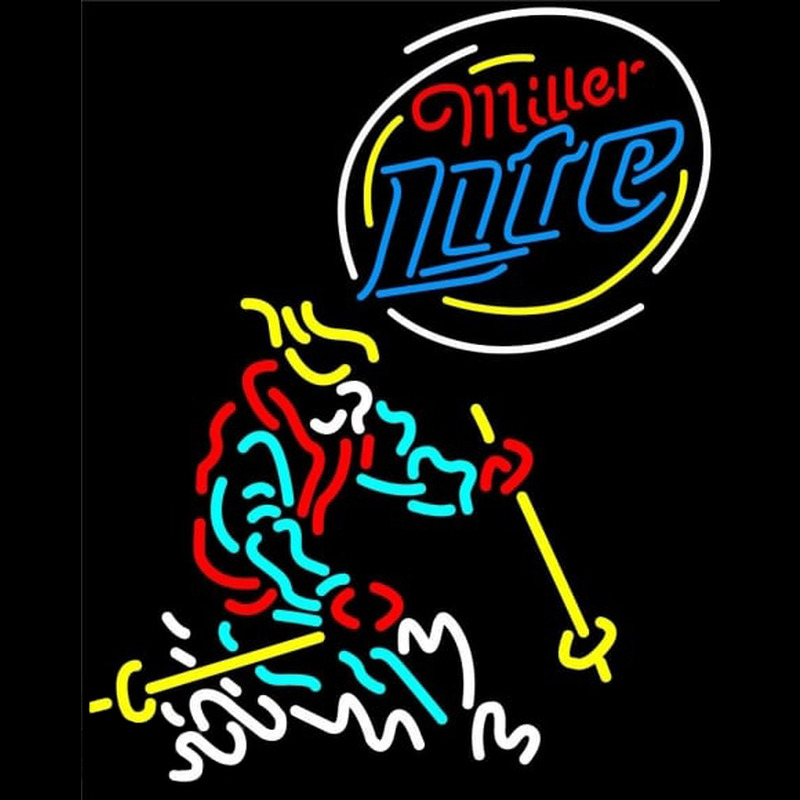Miller Lite Logo Skier Neontábla