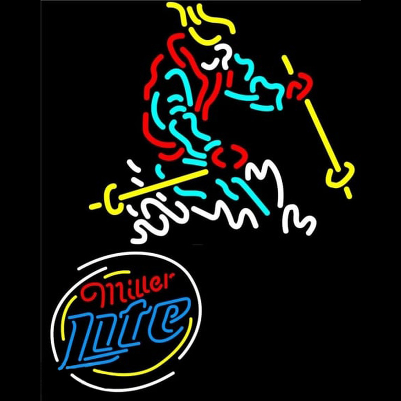 Miller Lite Logo with Skier Neontábla
