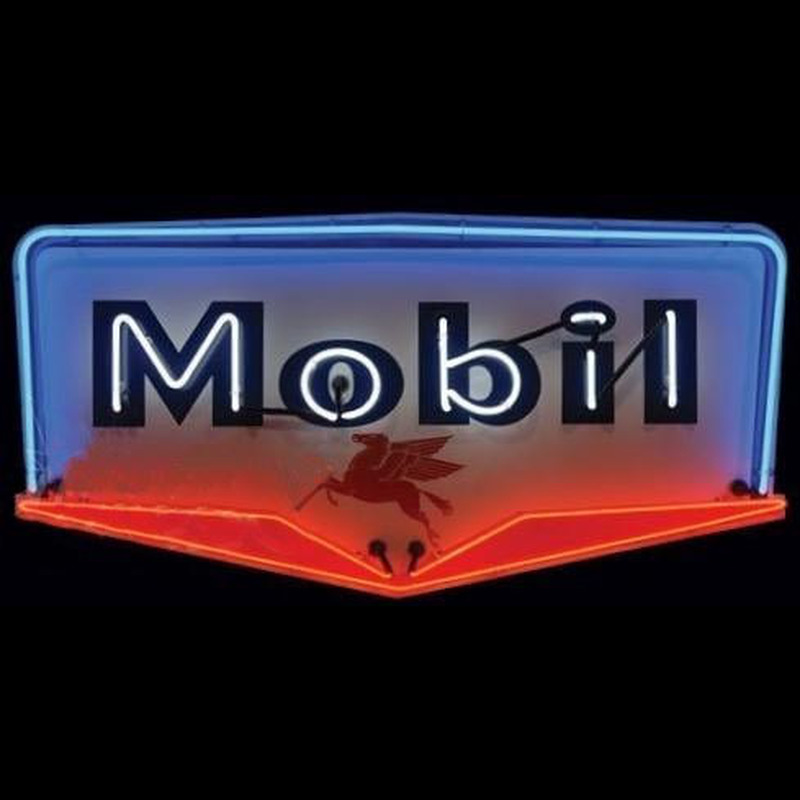 Mobil Gasoline Neontábla