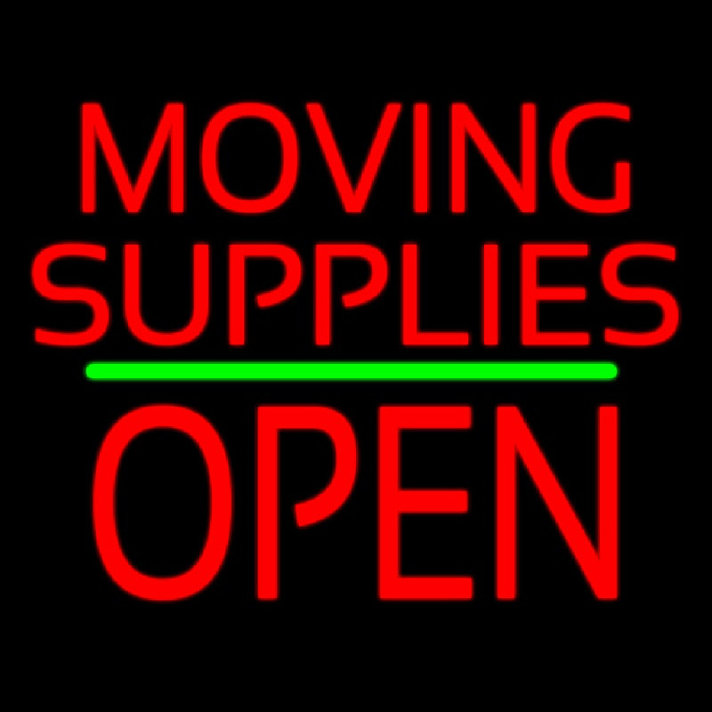 Moving Supplies Open Block Green Line Neontábla