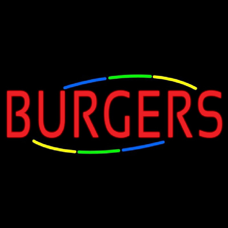 Multi Colored Burgers Neontábla