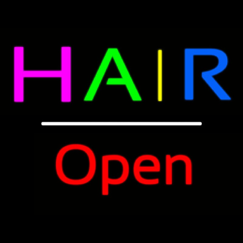 Multicolored Hair Open White Line Neontábla