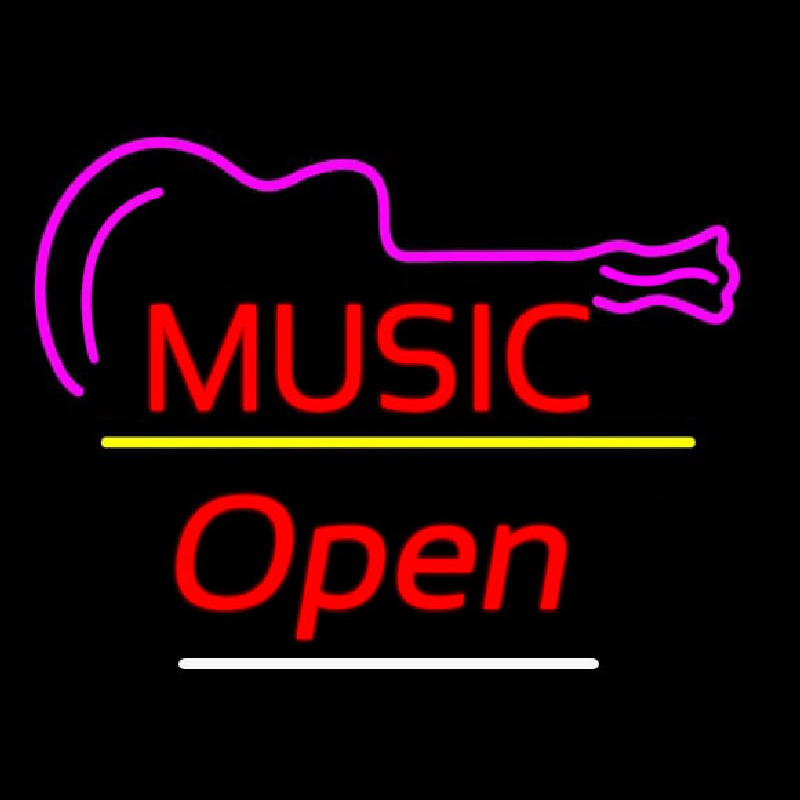 Music Logo Open Yellow Line Neontábla