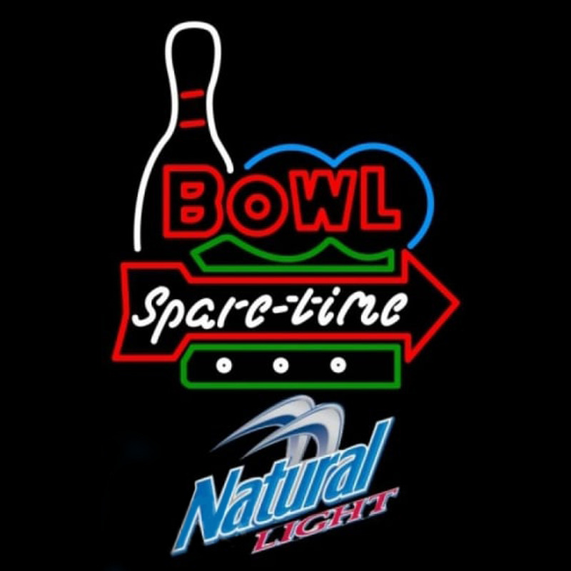 Natural Light Bowling Spare Time Beer Sign Neontábla