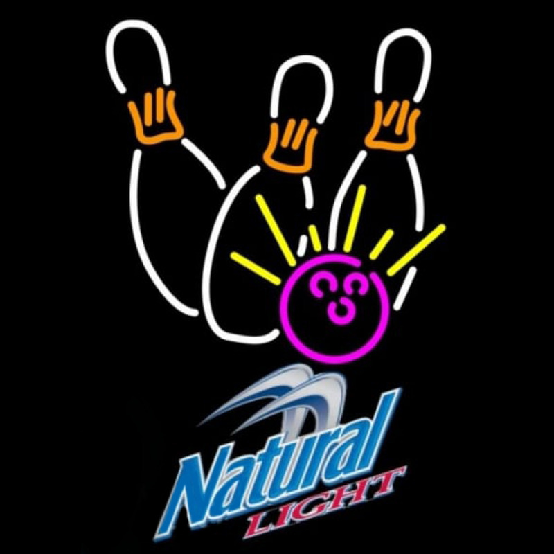 Natural Light Bowling White Pink Beer Sign Neontábla