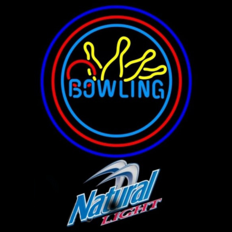 Natural Light Bowling Yellow Blue Beer Sign Neontábla