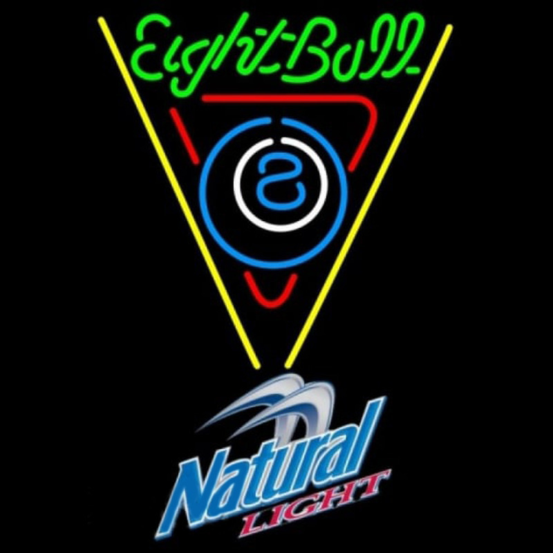 Natural Light Eightball Billiards Pool Beer Sign Neontábla