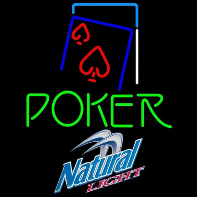 Natural Light Green Poker Red Heart Beer Sign Neontábla