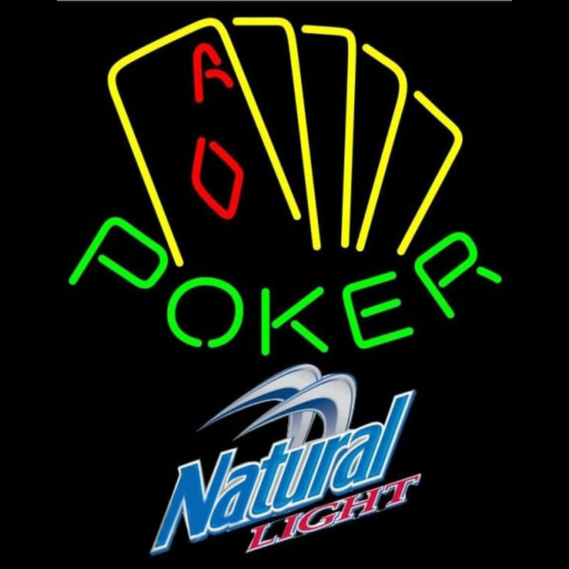 Natural Light Poker Yellow Beer Sign Neontábla