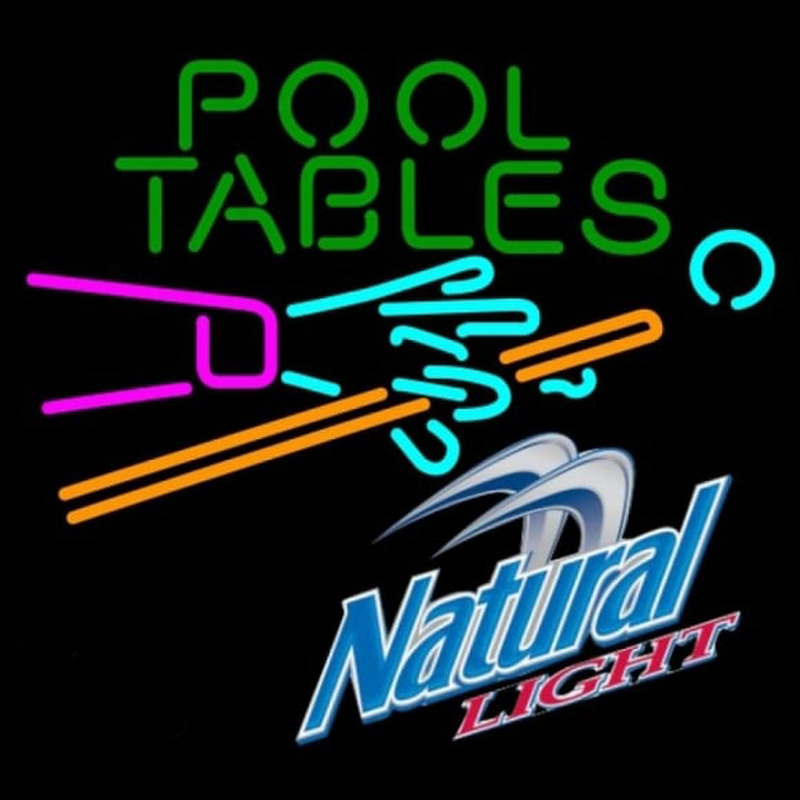 Natural Light Pool Tables Billiards Beer Sign Neontábla