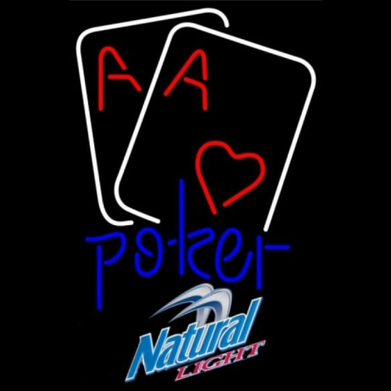 Natural Light Purple Lettering Red Heart White Cards Poker Beer Sign Neontábla