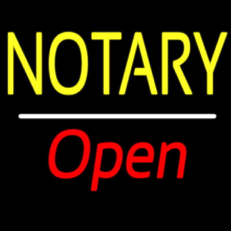 Notary Open White Line Neontábla