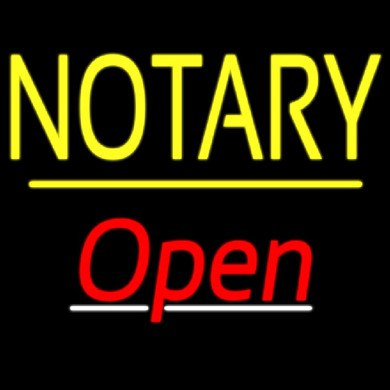 Notary Open Yellow Line Neontábla