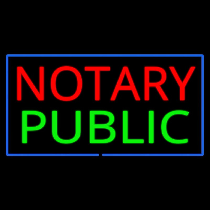 Notary Public Blue Border Neontábla