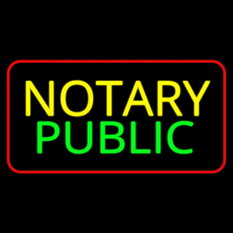 Notary Public Red Border Neontábla