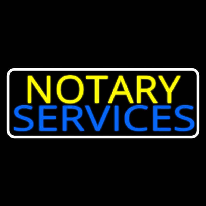 Notary Services With White Border Neontábla