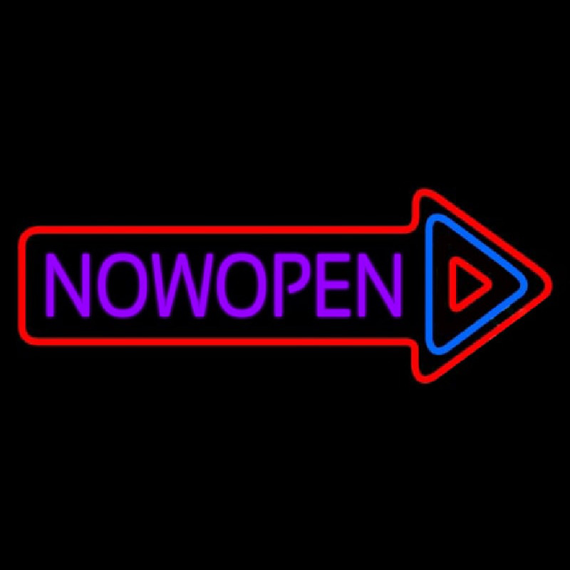 Now Open With Multicolor Arrow Neontábla