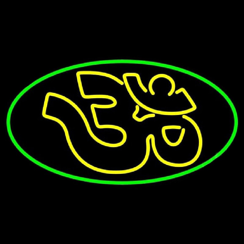 Om With Green Border Neontábla