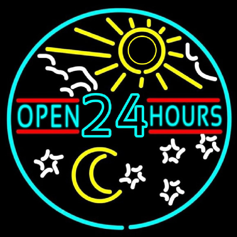 Open 24 Hours Neontábla