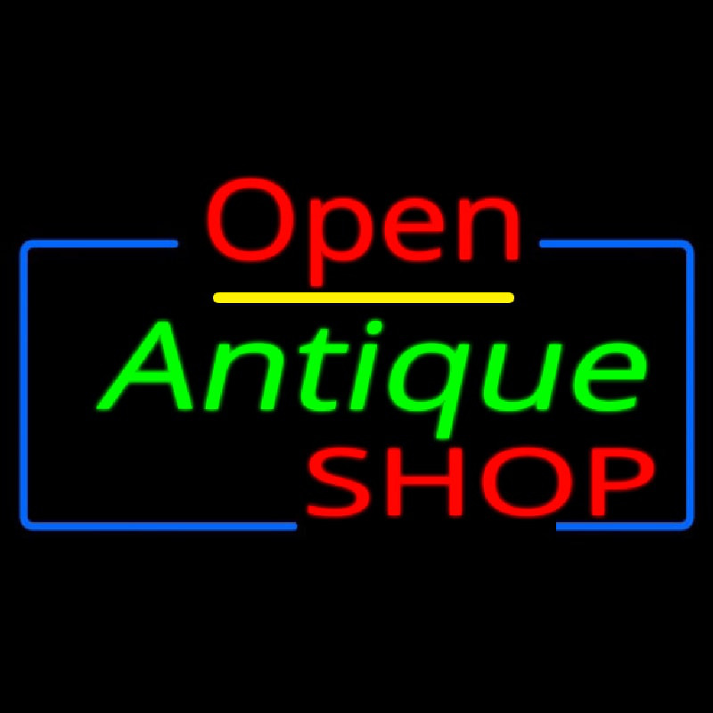 Open Antiques Shop Neontábla