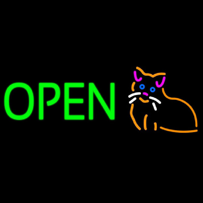 Open Cat Logo Green Letters Neontábla
