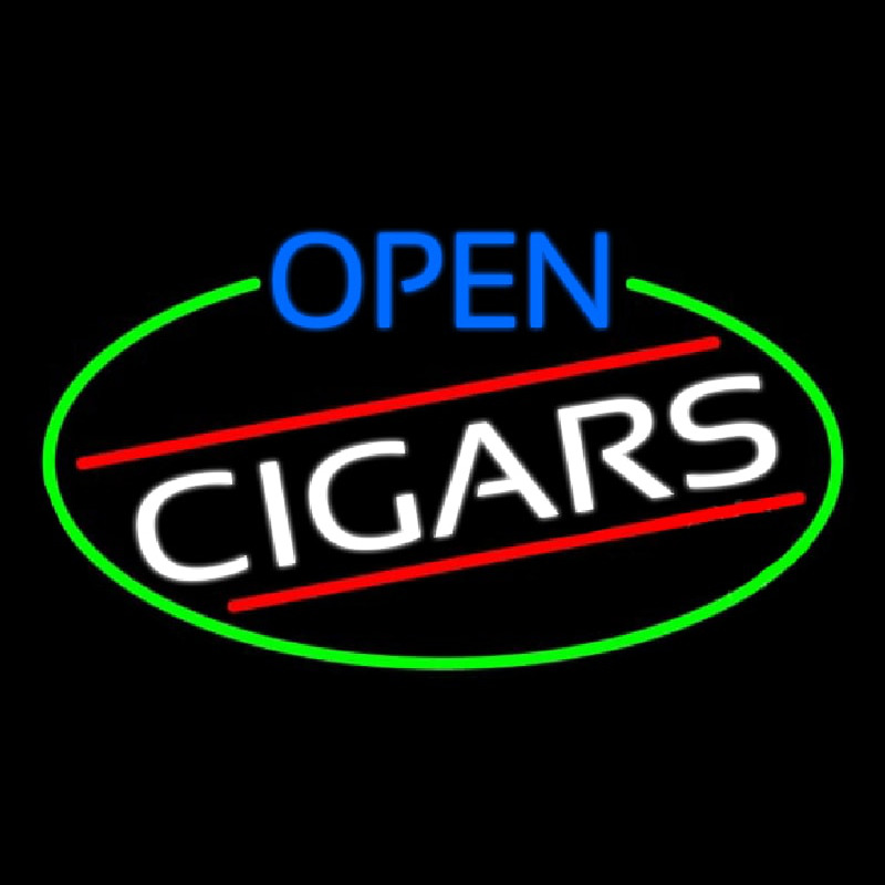 Open Cigars Oval With Green Border Neontábla