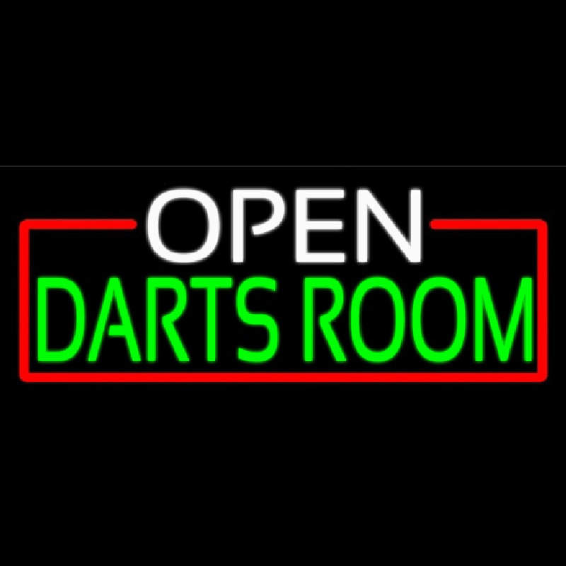 Open Darts Room With Red Border Neontábla