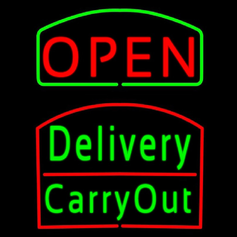 Open Delivery Carry Out Neontábla