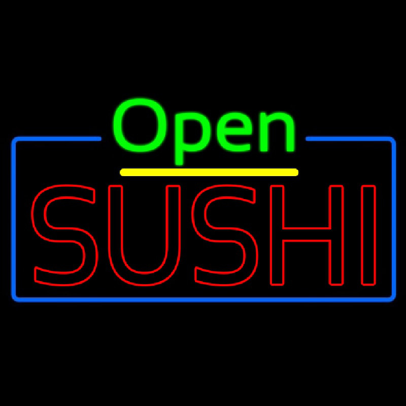 Open Double Stroke Green Sushi Neontábla