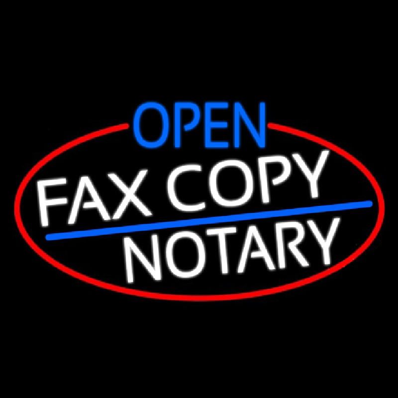 Open Fa  Copy Notary Oval With Red Border Neontábla