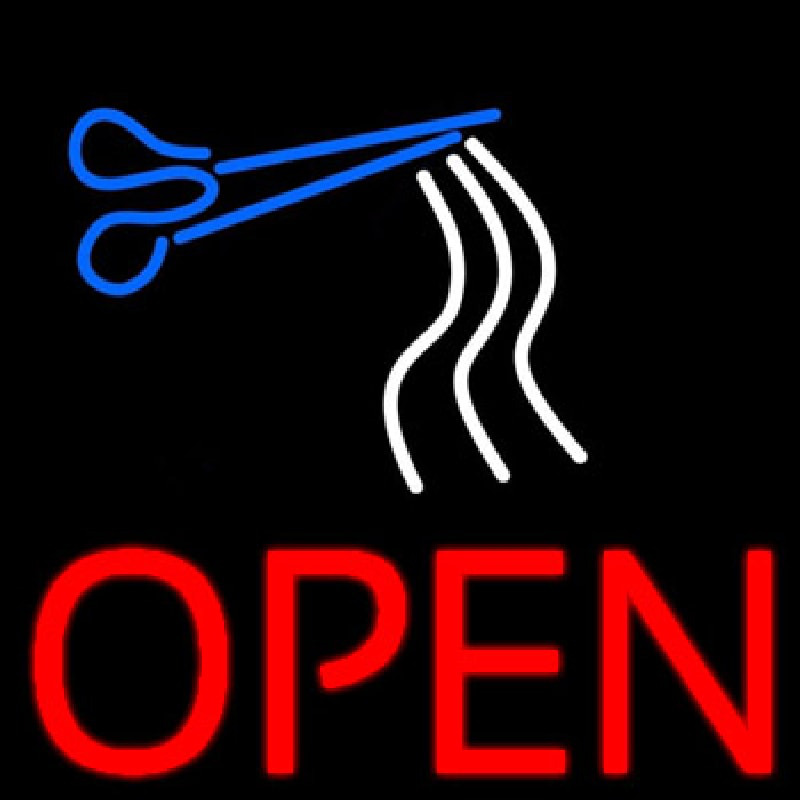 Open Haircut Neontábla