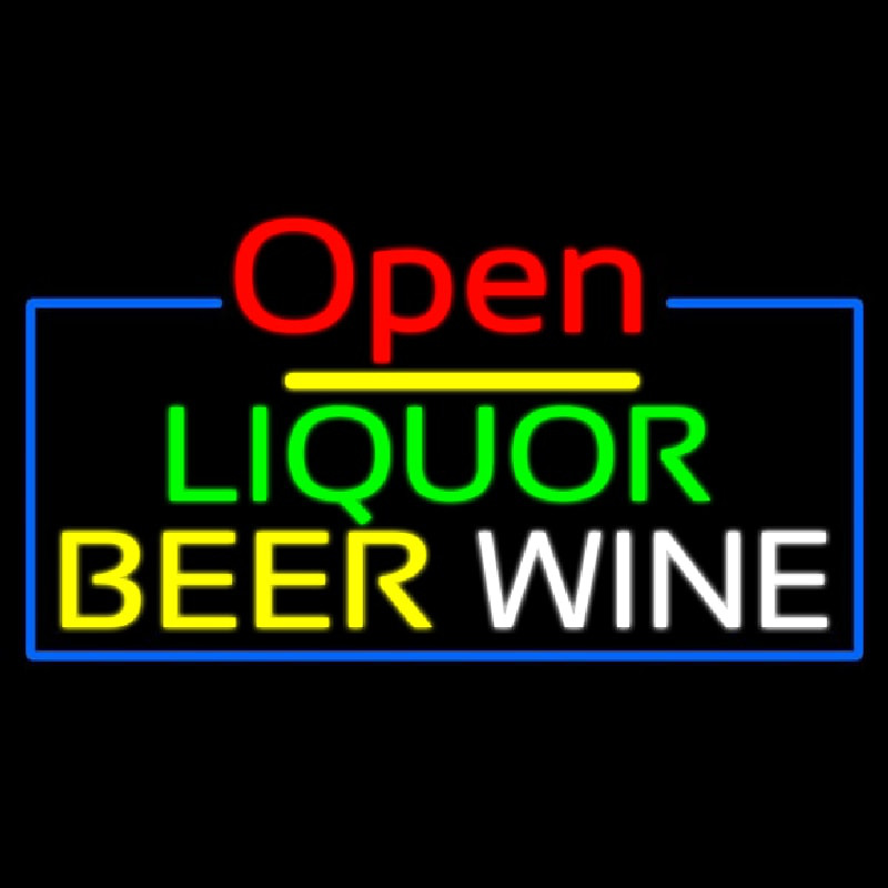 Open Liquor Beer Wine Neontábla