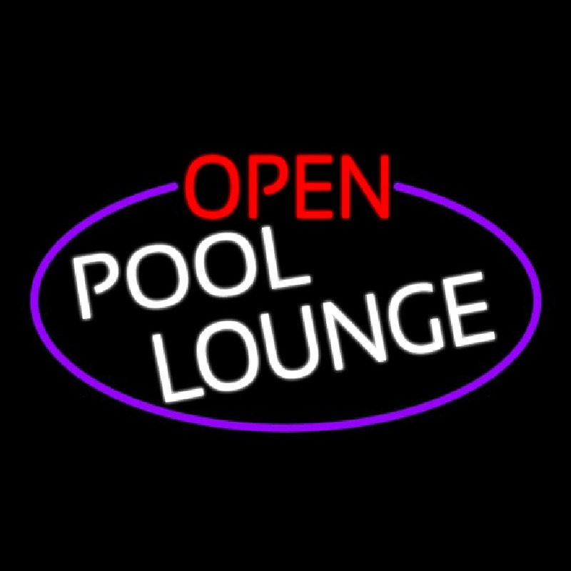 Open Pool Lounge Oval With Purple Border Neontábla
