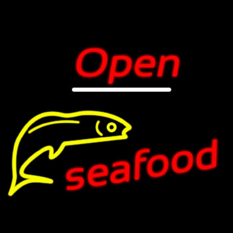 Open Seafood Logo Neontábla
