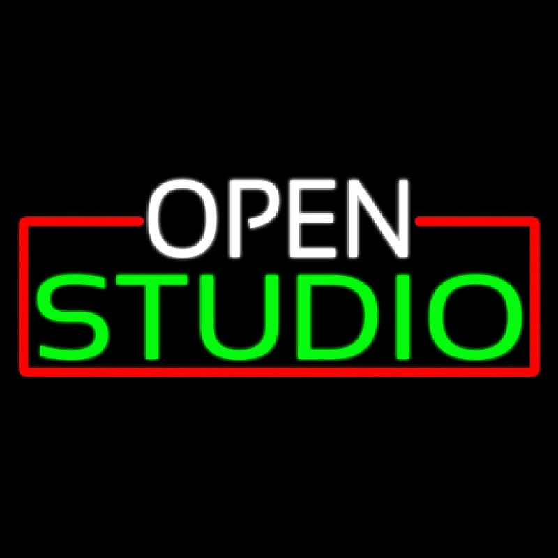 Open Studio With Red Border Neontábla