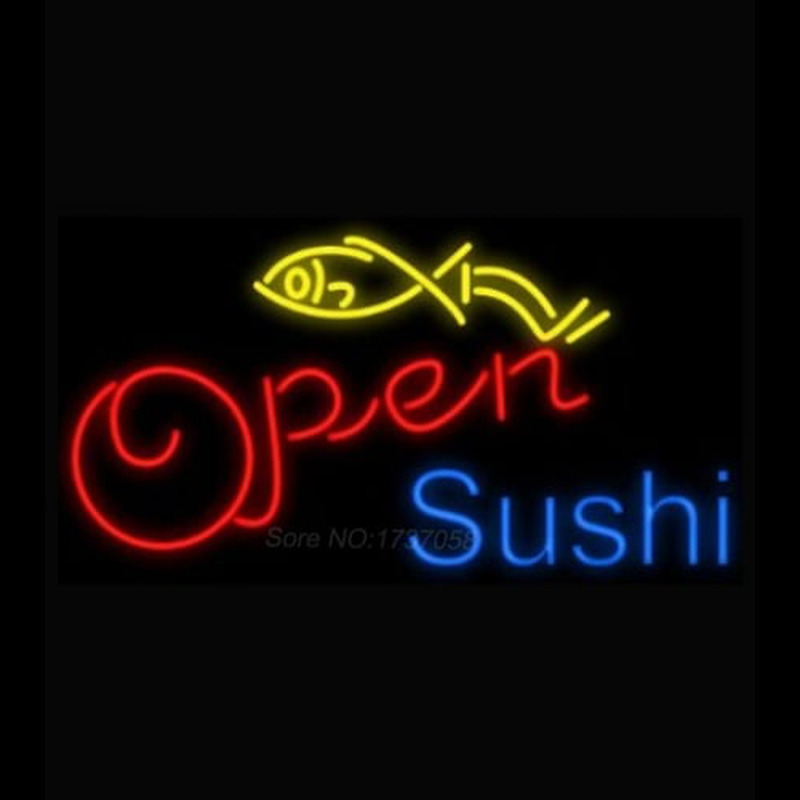 Open Sushi Fish Neontábla