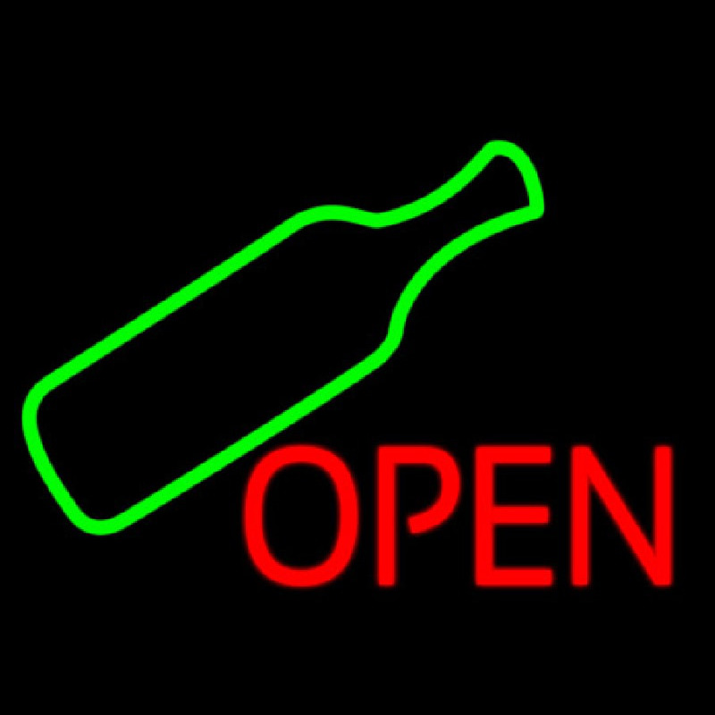 Open Wine Glass Neontábla