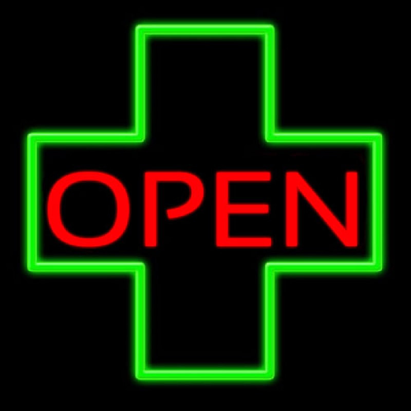 Open With Cross Logo Neontábla