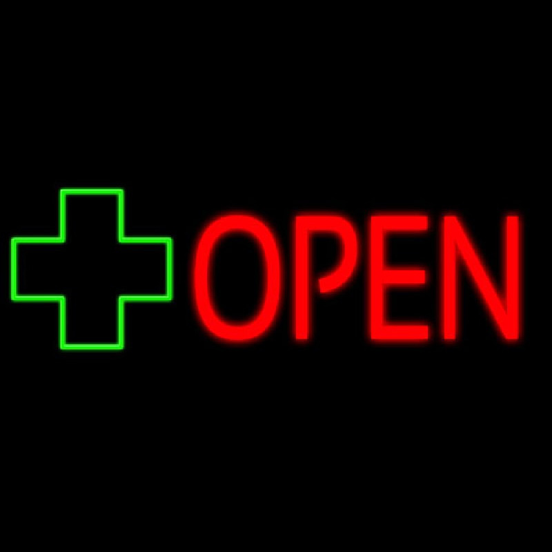 Open With Cross Logo Neontábla