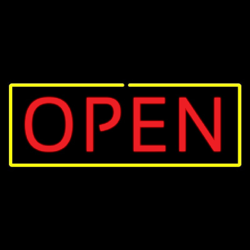 Open Yellow Border Red Letters Neontábla