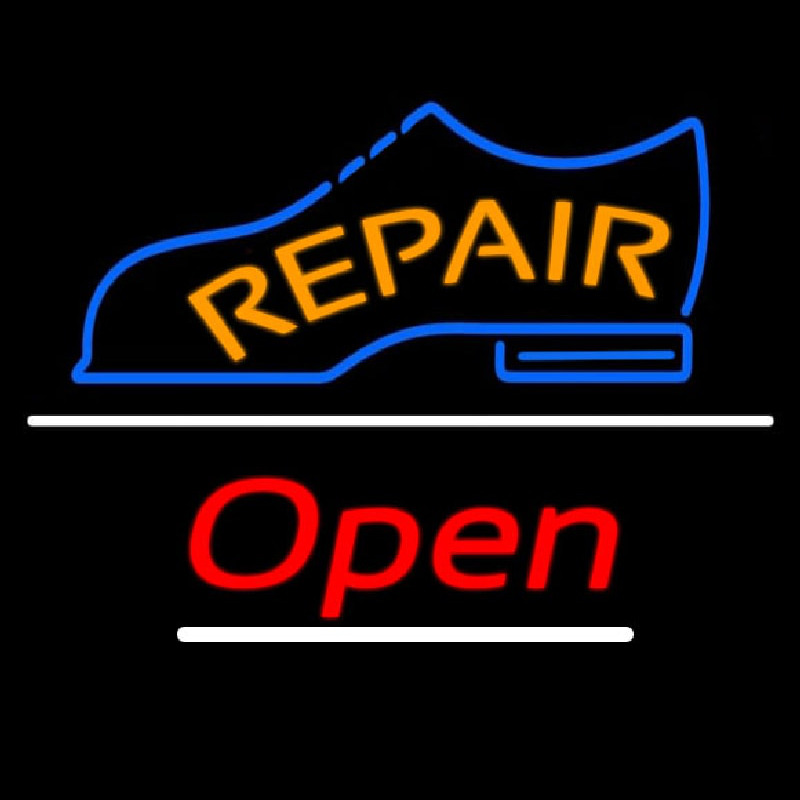 Orange Repair Shoe Logo Open Neontábla