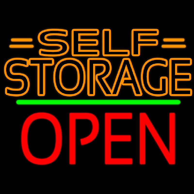 Orange Self Storage Block With Open 1 Neontábla