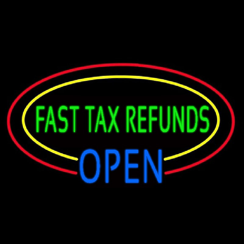 Oval Fast Ta  Refunds Blue Open Neontábla