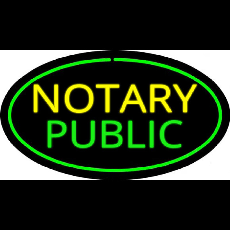 Oval Green Notary Public Neontábla