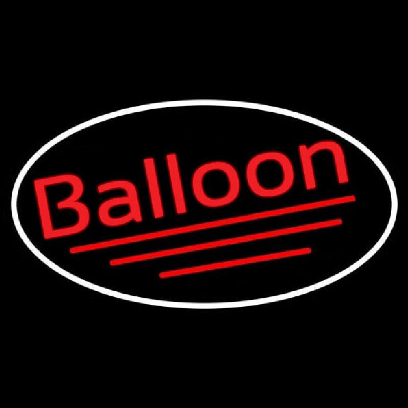 Oval Red Balloon Cursive Neontábla
