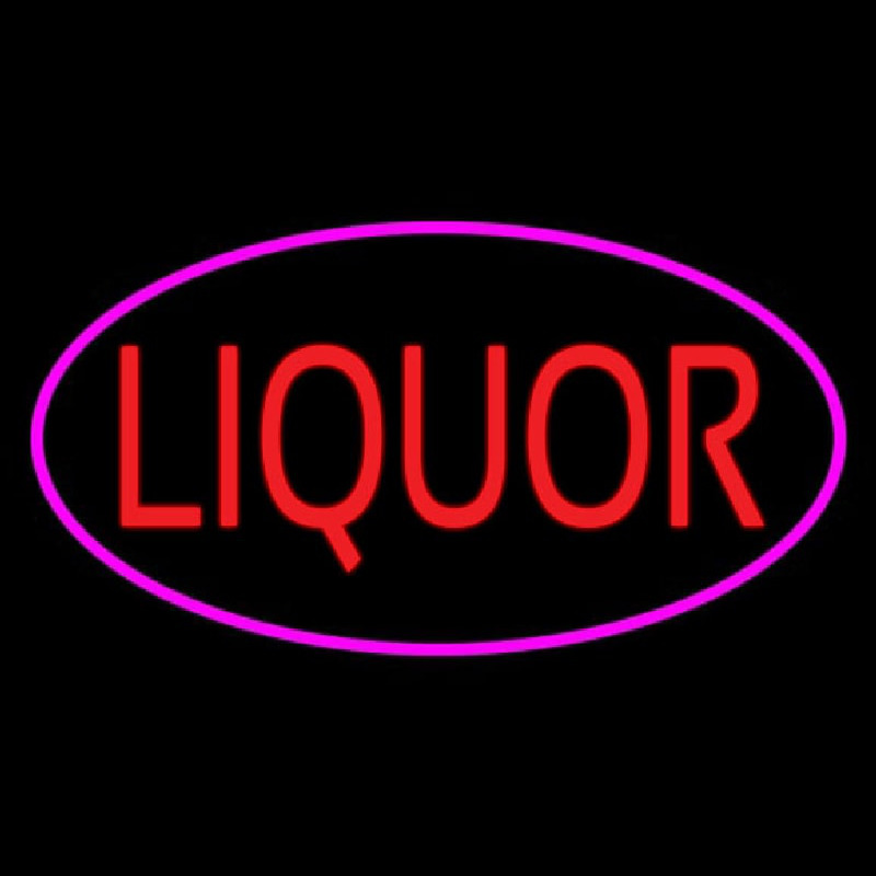 Oval Red Liquor Pink Border Neontábla
