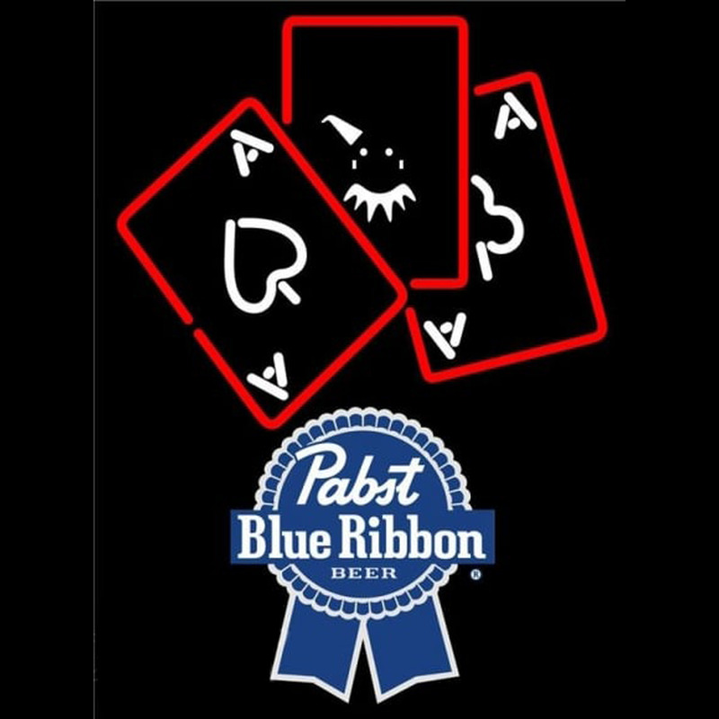 Pabst Blue Ribbon Ace And Poker Beer Sign Neontábla